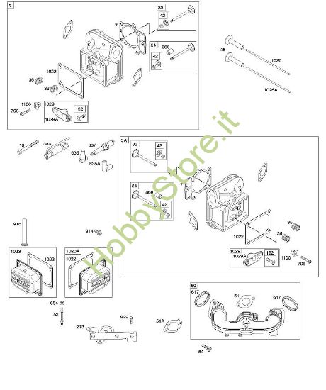 C - Testata del cilindro, coperchio bilancieri, collettore di aspirazione B&S - 44 €¦ 44N677-0017-B1 brand Stihl